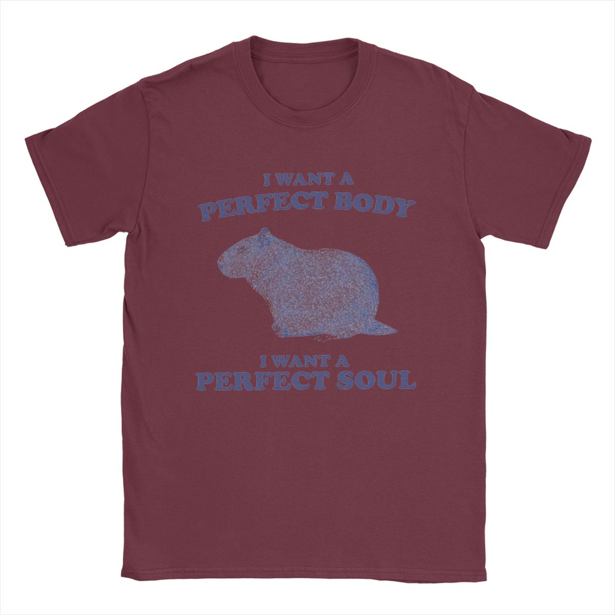 

2025 new model Capybara I Want A Perfect Body I Want A Perfect Soul T Shirts Men Cotton TShirts Novelty Tees Short Sleeve Tops S
