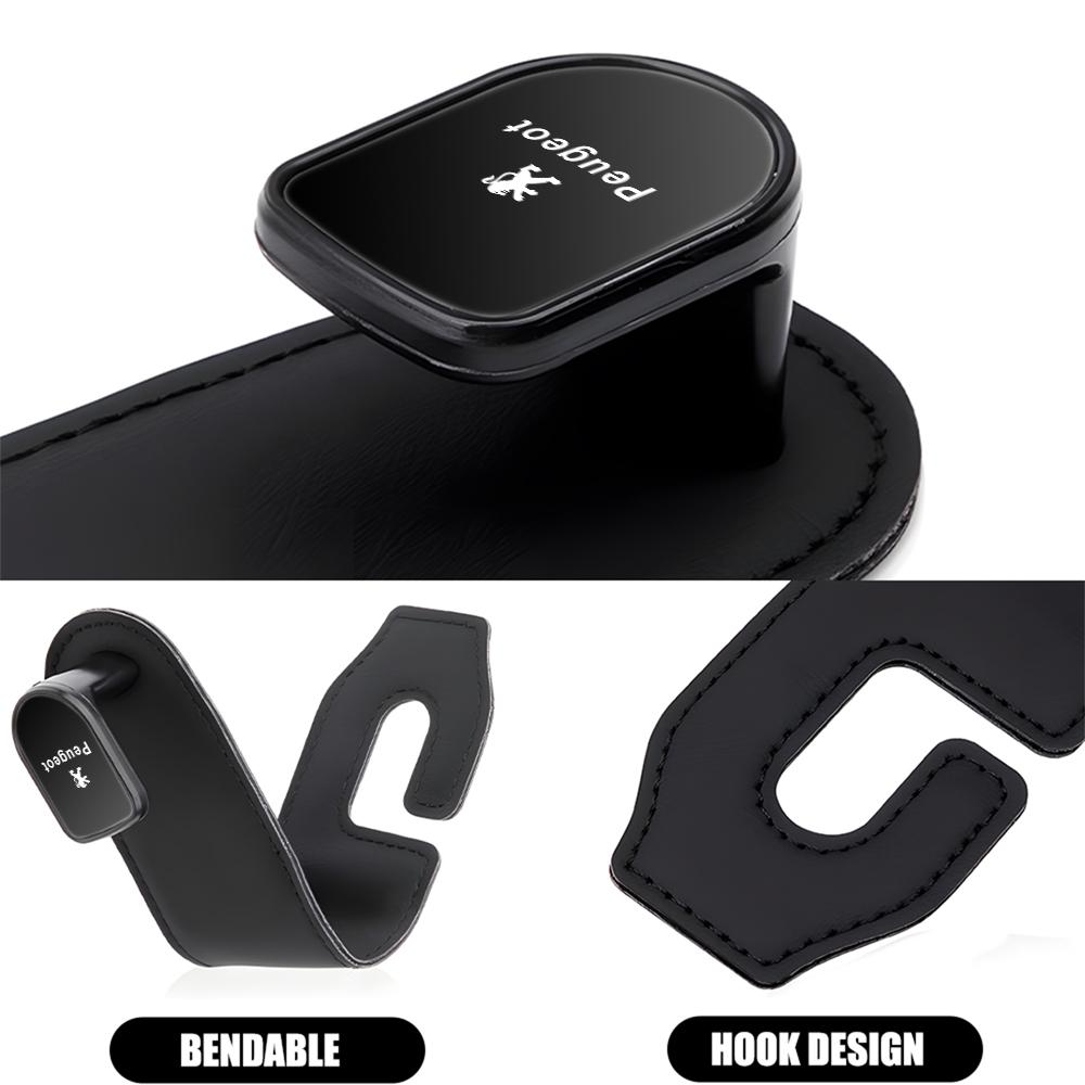 1pc Bendable PU Leather Car Seat Back Storage Hook For Peugeot 206 307 308 408 508 2008 5008 107 106 Auto Hub Cover Accessories