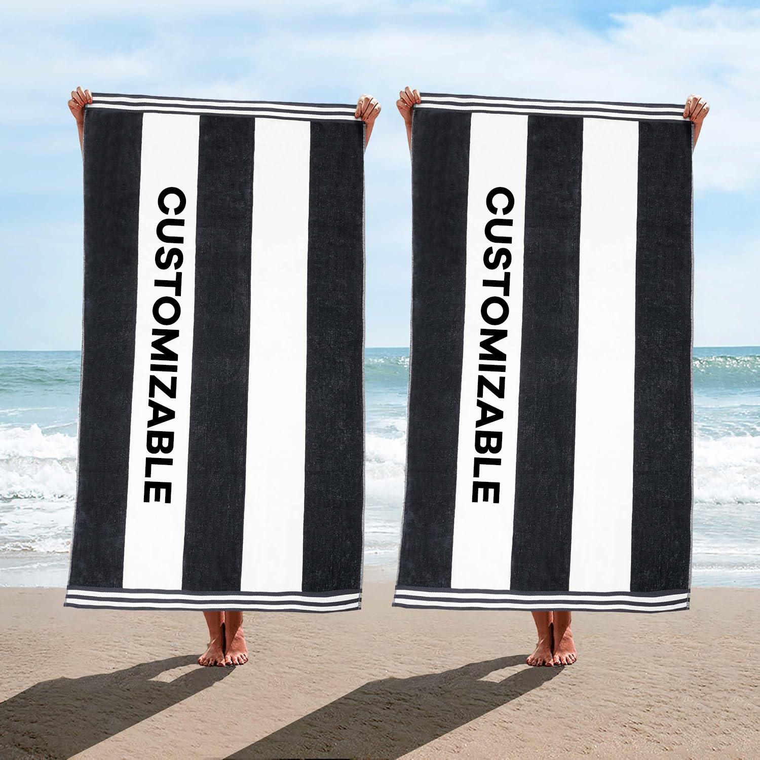 100% Cotton Embroidery Logo Oversized Extra Large Terry Pool Towel Custom Jacquard Printed Striped Bath Towel Cotton Beach Towel 500 - 699 GSM&180*90cm(35 * 70 ) красный
