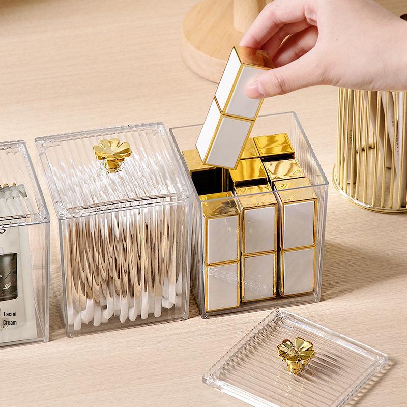 Acrylic Cotton Swab & Makeup Pad Storage Box - Dustproof, Transparent Organizer for Vanity & Cosmetics