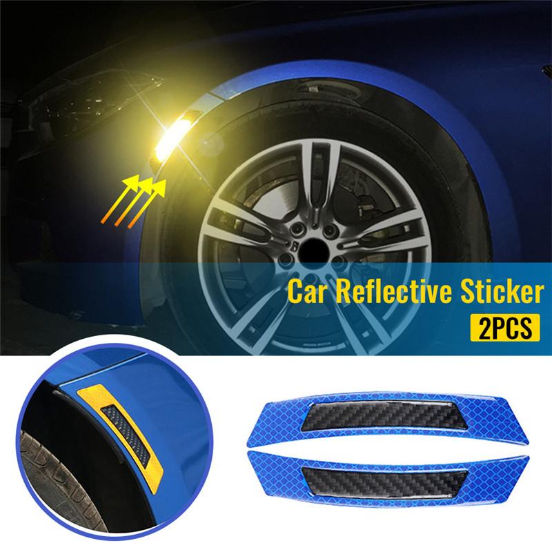 2Pcs/Set Car Reflective Safety Warning Strip Tape Car Stickers Bumper Reflective Strips Secure Decals Exterior