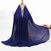 Big Size Pearl Chiffon Scarf Solid Color Pleated Stripe Headwear Scarves Women Muslim Hijab Head Wrap Plain Travel Shawls