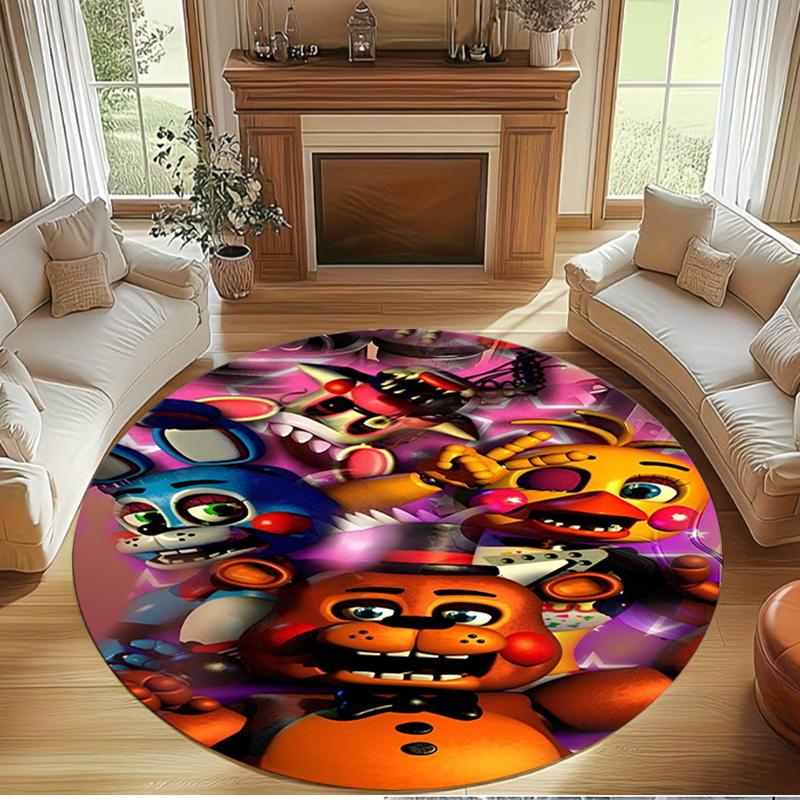 Five Nights at Freddy's Print Round Rug, Washable Floor Carpet, For Entryway Dorm Laundry Room Office Study, Home Decor Birthday Christmas Gift