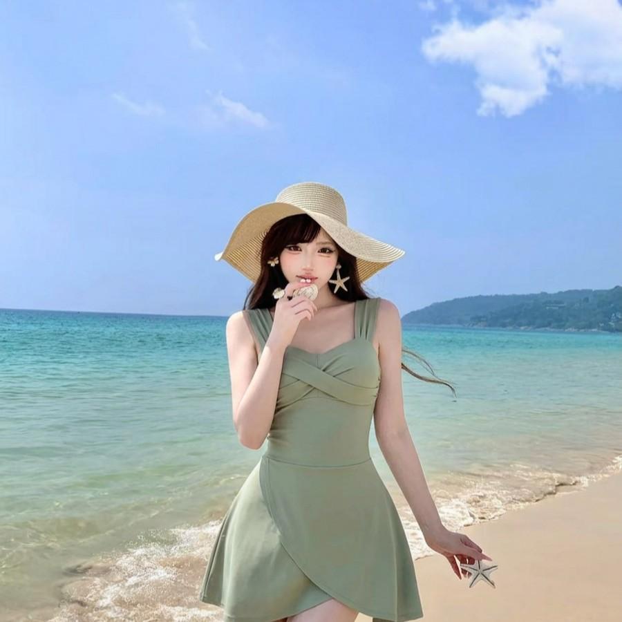 Swimsuit Women's 1011 New Sleeveless Dress Sexy Pure Desire Wind Cover Belly and Look Skinny Hot Spring Resort Swimsuit