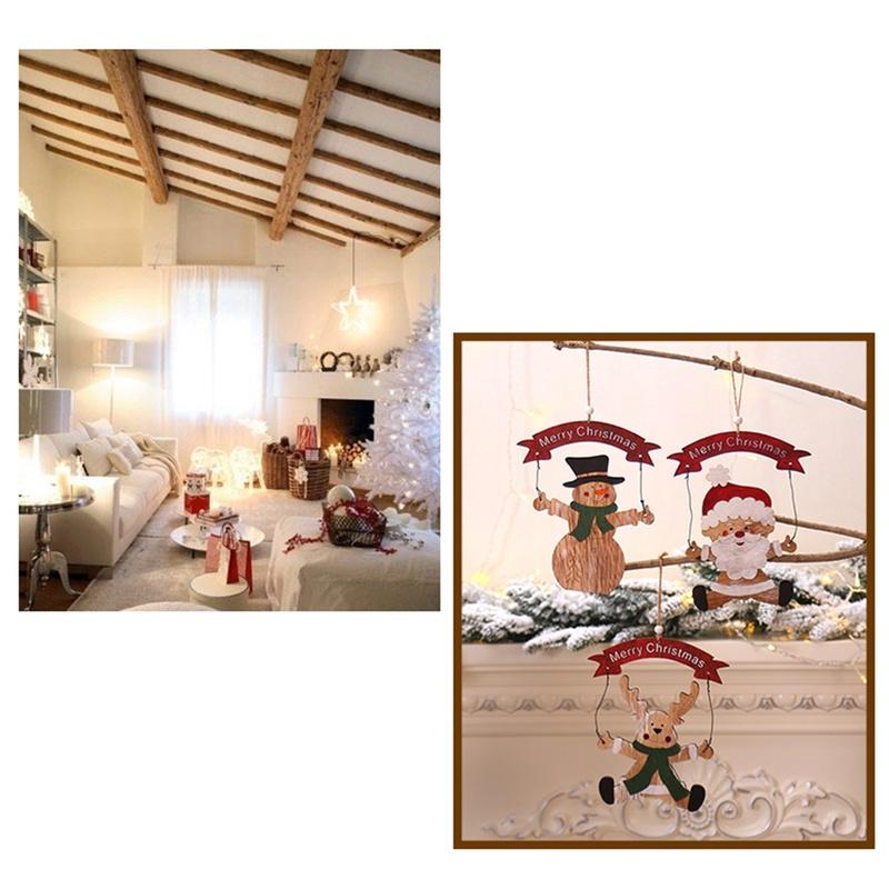 Christmas Party Decorations Kids Gift Hanging Drop Ornaments Christmas Wooden Pendants Ornaments for