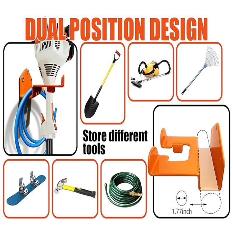 Gardening Equipment Tool Hanging Solution Heavy Load Weeder Eater Wall Hook Bracket Rack, Easy Installs for Various Size