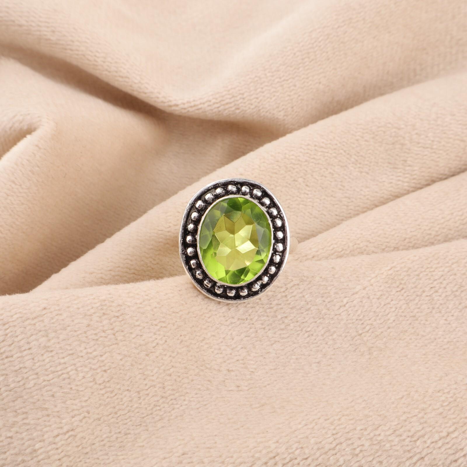 

Хризолит Драгоценный Камень 925 Стерлинговое Серебро Ювелирные Изделия Кольцо Ручной Работы Для Подарка на День Святого Валентина RR-62-8 9