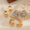 Boucles d'oreilles géométriques en acier inoxydable pour femmes avec texture d'aile
