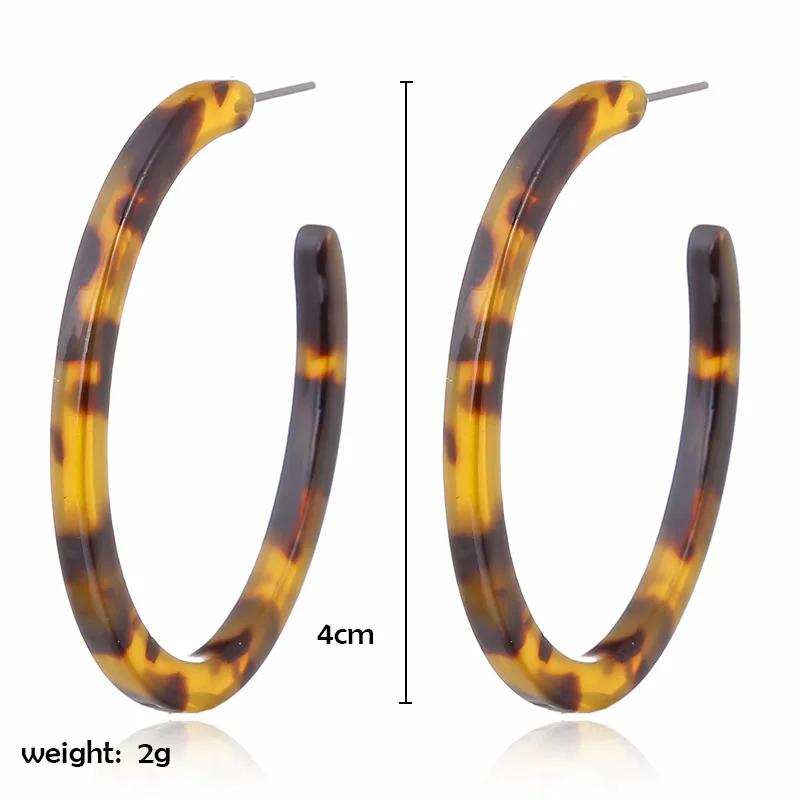 Vintage Leopard Round Acetic Acid Sheet Hoop Earrings For Women Big Minimalistic Circle Acrylic Earrings New Boho Jewelry