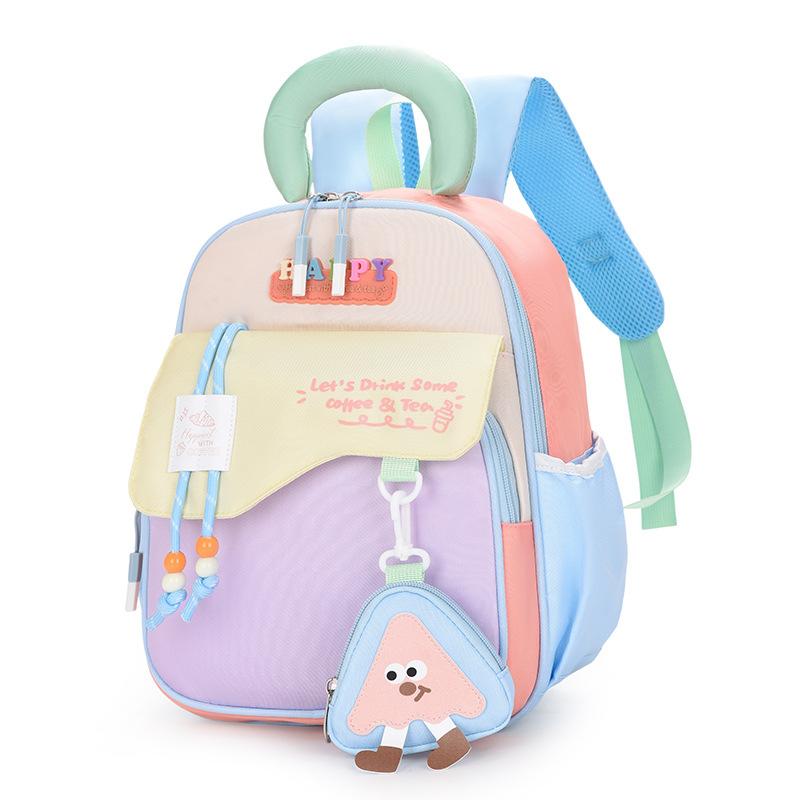 Schoolbag Backpack Kindergarten Contrast Color Cute Fun Lightweight Burden Reduction Children's Backpack Large Capacity School Bag Traveling