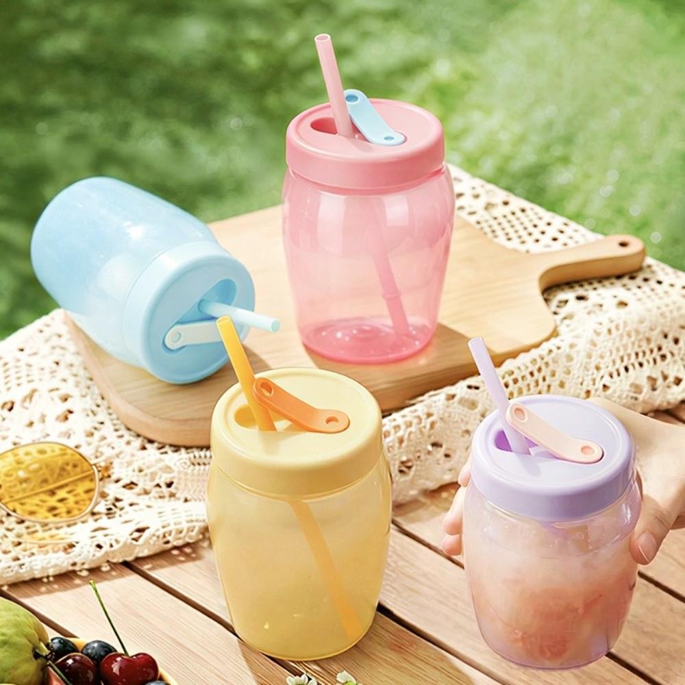 550ml Sippy Tumbler with Straw Coffee Cup Multi-functional Double Drinking Cup  Coffee Juice Milk