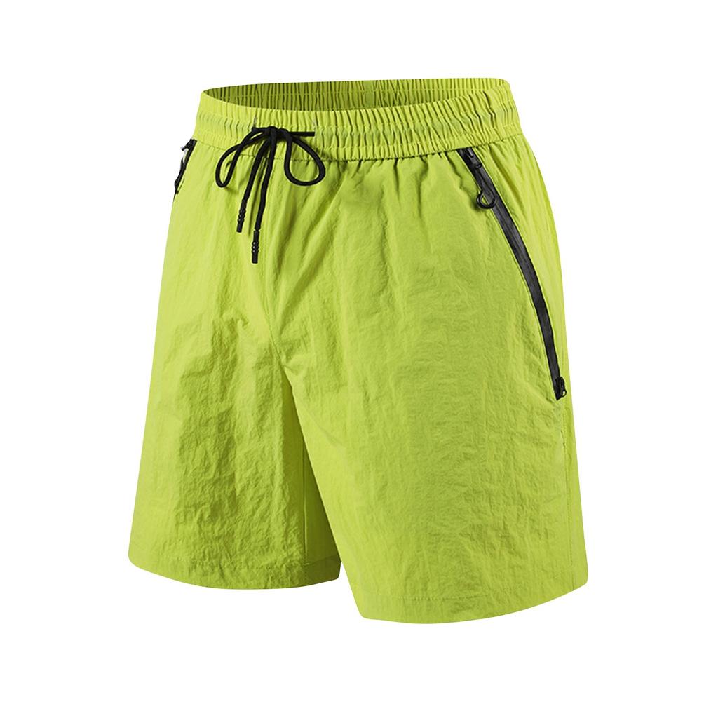 Men Drawstring Waist Shorts With Zipper Pockets Lightweight Breathable Fabric Relaxed Style For Outdoor Use