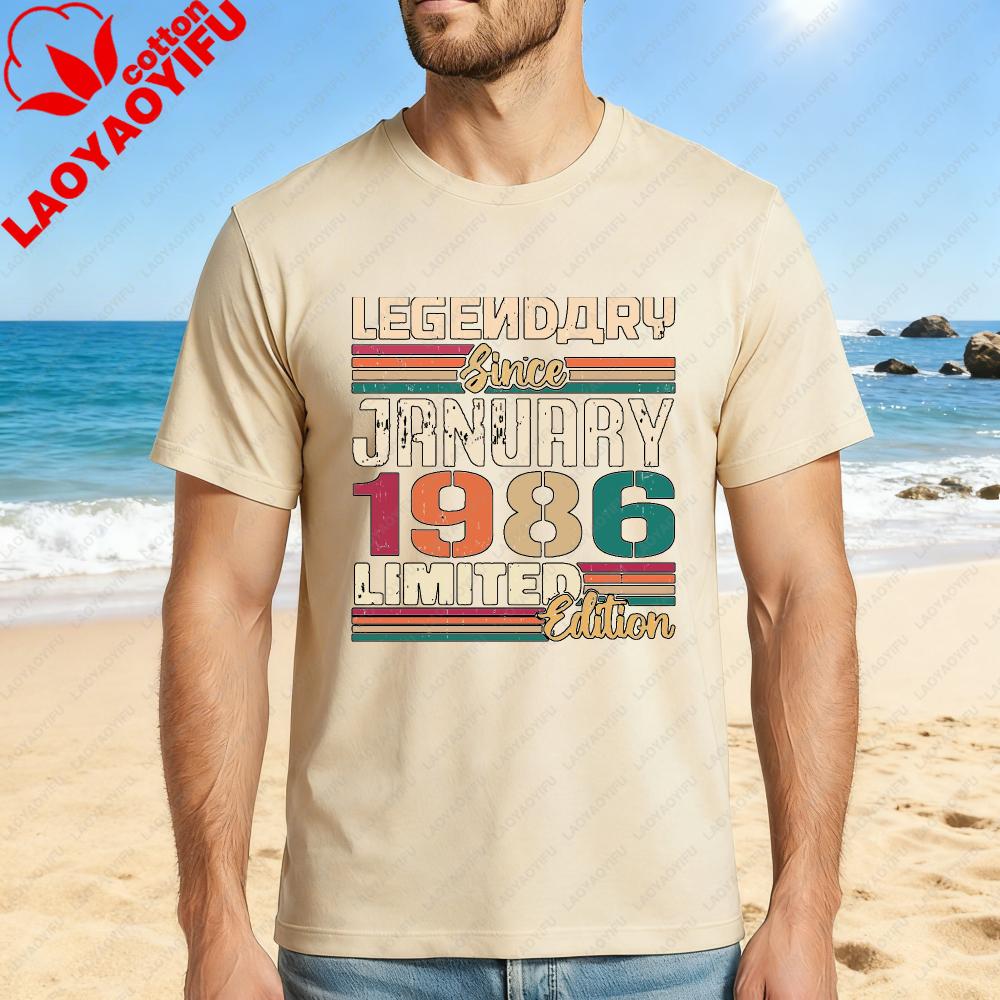 Legendary Since January 1986 Limited Edition Vintage Design Unisex Cotton TShirt Summer Beach Casual Wear Birthday Gift S