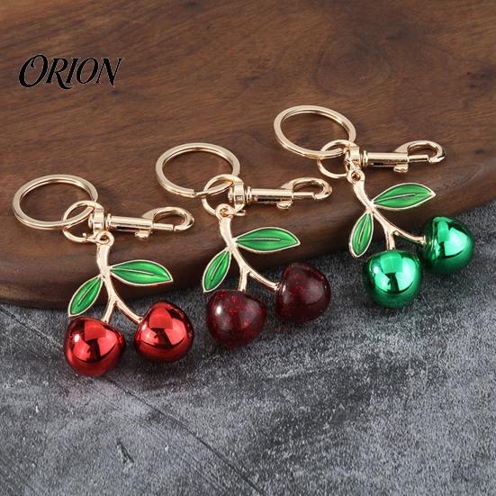 Women Purse Charms Double Cherry Keychain for Women, Golden Plated Alloy Car Key Ring, Decorative Charm Pendant Handbags Backpacks Purses Aesthetic