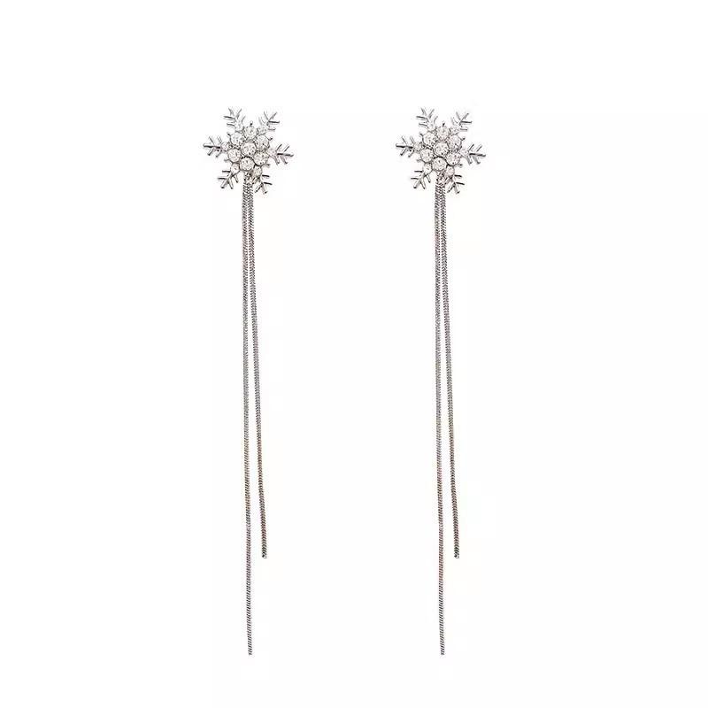 Cercei cu șuruburi cu ciucuri lungi, cu stras, de culoare argintie, pentru femei, cu temperament nou de modă, bijuterii de zi cu zi