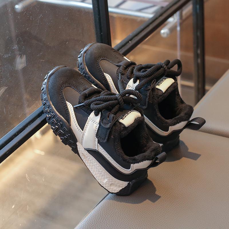 Zapatillas Deportivas de Cuero Forradas de Polar para Niños Invierno 2025: Cálido, Doble Algodón, Unisex Niños y Niñas, Estilo 'Papá', Venta Popular