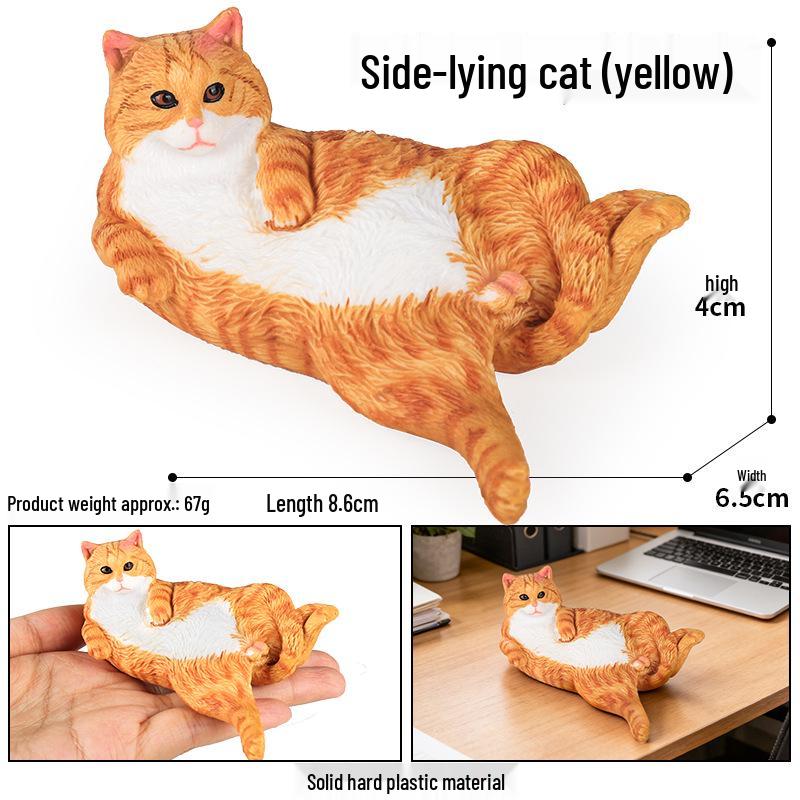 Yaratıcı Sevimli Kedi Bebek Süsleri - Tüysüz, Pastoral ve Yan Yatan Kediler Ev & Kahve Dükkanı Dekorasyonu İçin