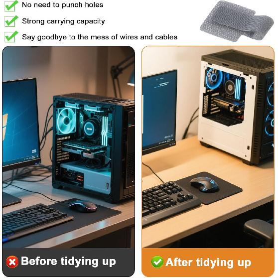 60pcs Self Adhesive Hook and Loop Cable Ties, Reusable Cable Management Straps Multi-Purpose Wire Ties Cord Organizer for Office Home Kitchen