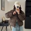Three-bar short down cotton jacket women's winter new American kendou bread suit short coffee color hooded outside