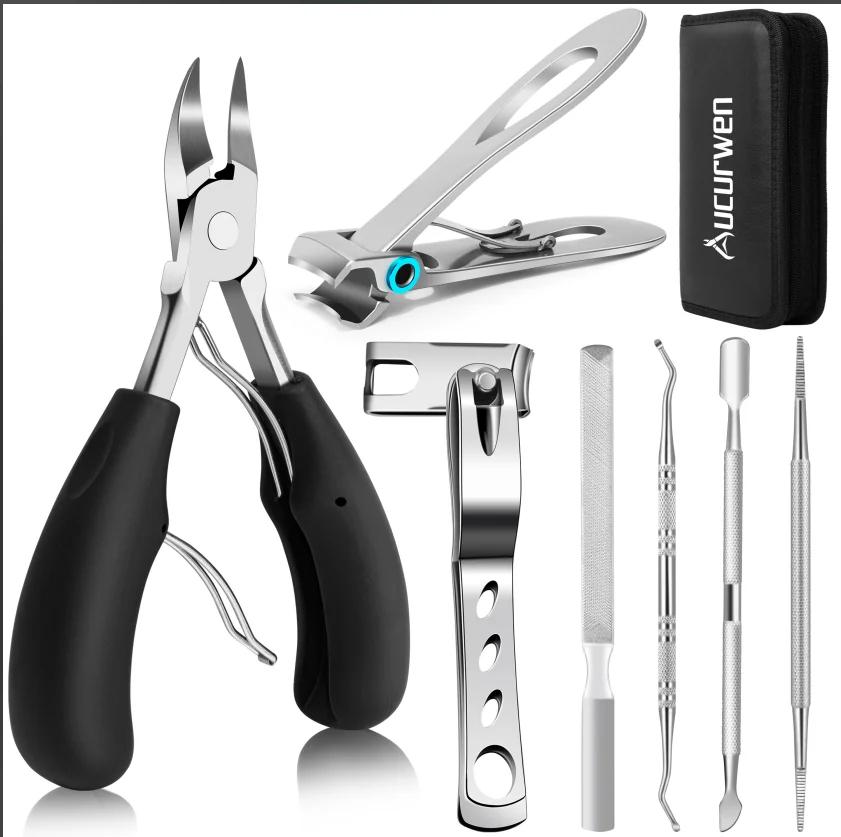 5PCS/7PCS Set Heavy Duty Nail Clippers Angled Head Large Toenail Clippers Ingrown Toe Nail Clippers for Thick Toenails Seniors