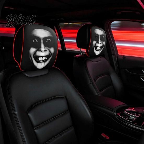 Removable Headrest Cover Ghost Face Car Covers Scary Seat Adjustable Protector Universal Stretchy Accessory for Most Cars