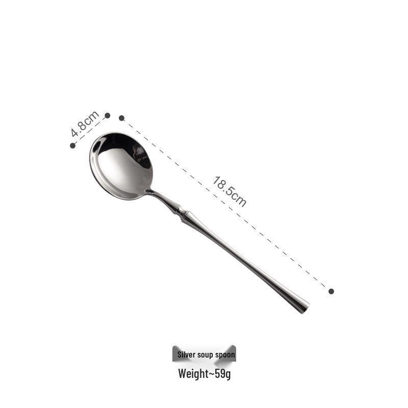 Elegant Cross-Border 304 Stainless Steel Cutlery Set: Slim Waist Steak Knife, Fork, Spoon, Soup Spoon & Flat Spoon.