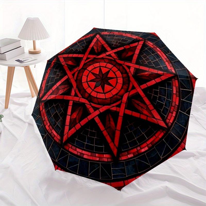 Stained Star Mandala Umbrella, Portable 3-Fold Umbrella for Men & Women,Christmas Gift ES131