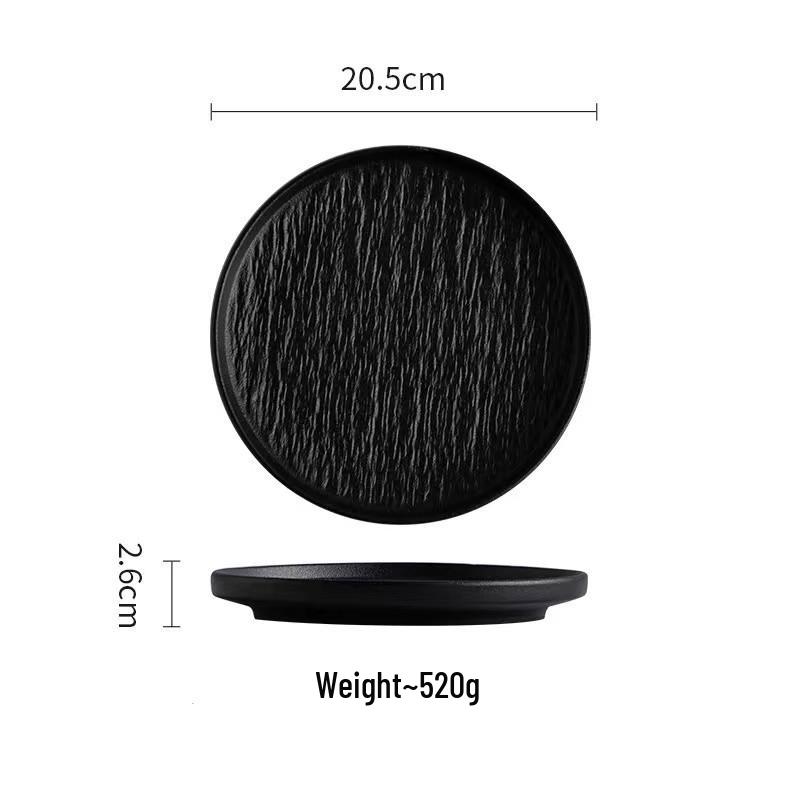 

Простая керамическая посуда: Элегантные круглые тарелки для стейка, пиццы «Зыбучие пески» и пасты.