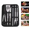 Outdoor BBQ Tools Stainless Steel Barbecue Tool Set Cloth Bag Fork Shovel Clip and Sweep Barbecue Sticks