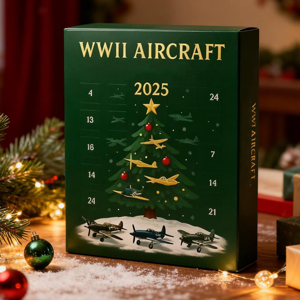 Aircraft Calendar Advent 24 Day Christmas Countdown Calendar With 24 2D Flat Warbirds Pendant Acrylic Decorative Charm Xmas Gift