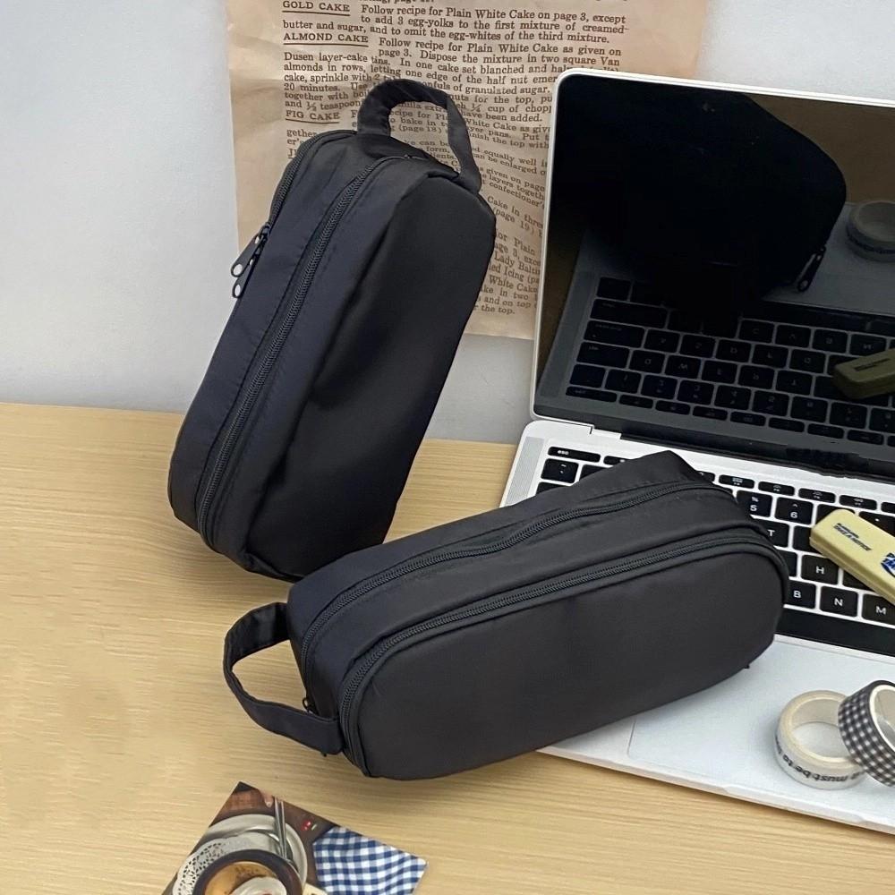 Wine Red Korean Stationery Bag Desktop Storage Solid Color Pencil Pouch  Office