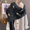 Women's Long Thick Warm Korean Style Scarf Imitating Cashmere Winter Fashion Scarf with Stylish Letter Pony Pattern as Shawl