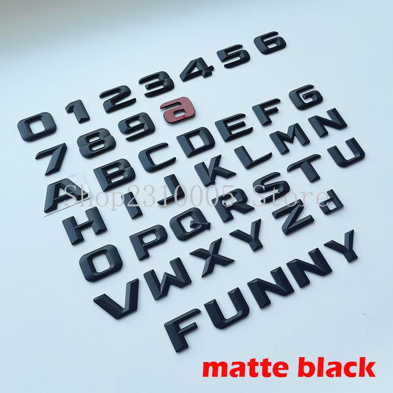 

DIY 3D Sharp Letters Numbers Full Alphabat Nameplate Logo Trunk Badge Sticker I Love Any Cars Black Chrome 9 матовий чорний колір