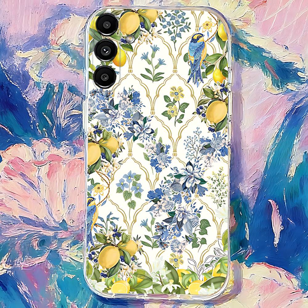 Mediterranean Lemon Fruit art Clear case suitable for  Samsung S30,S25,S24,S23,S21,S22,S20,S10,5G,FE,lite,PIus,Ultra Transparent