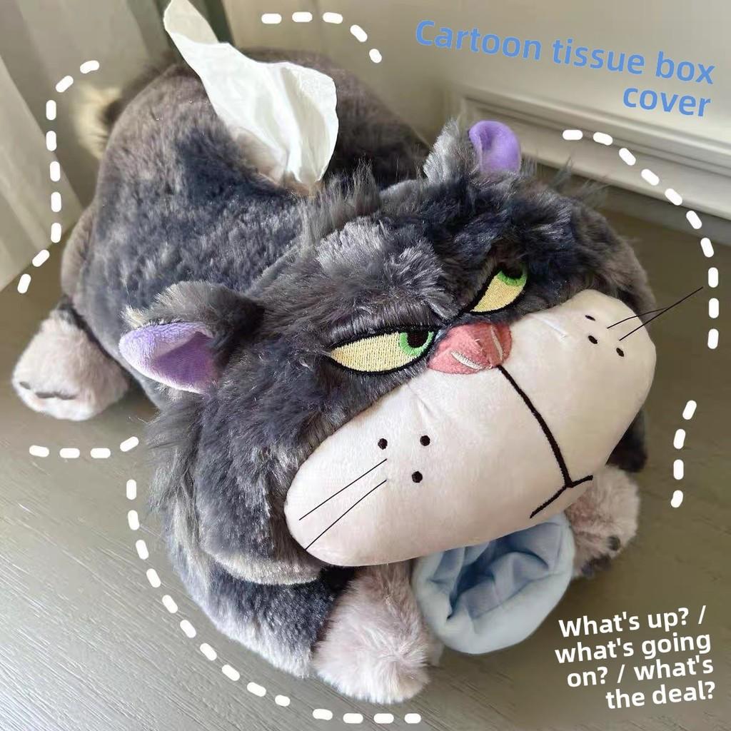 Cat Plush Tissue Box Cover Cute Cartoon Cat Tissue Holder For Home Car Interior Decor