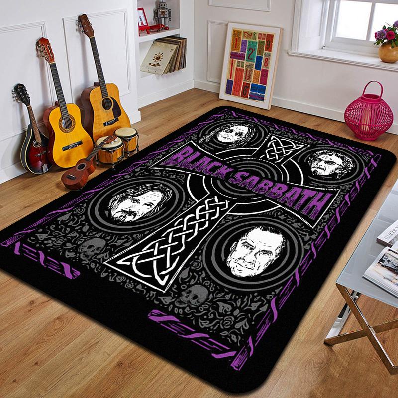 B-Black Sabbath Logo Gedruckter Teppich Mode Yogamatte Rutschfester Teppich Schlafzimmerdekoration Außenteppich Schlafzimmer Geburtstagsgeschenk