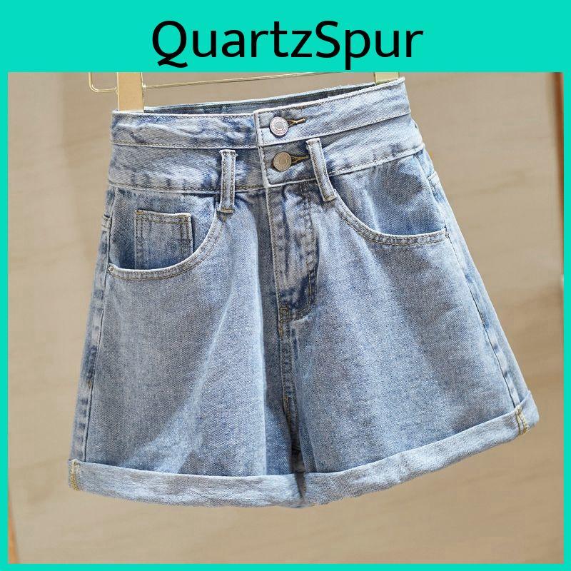 High Shorts Waist Summer Denim Women Casual Loose Ladies Fashion Roll Up Hem Pocket Blue Short Jeans Female