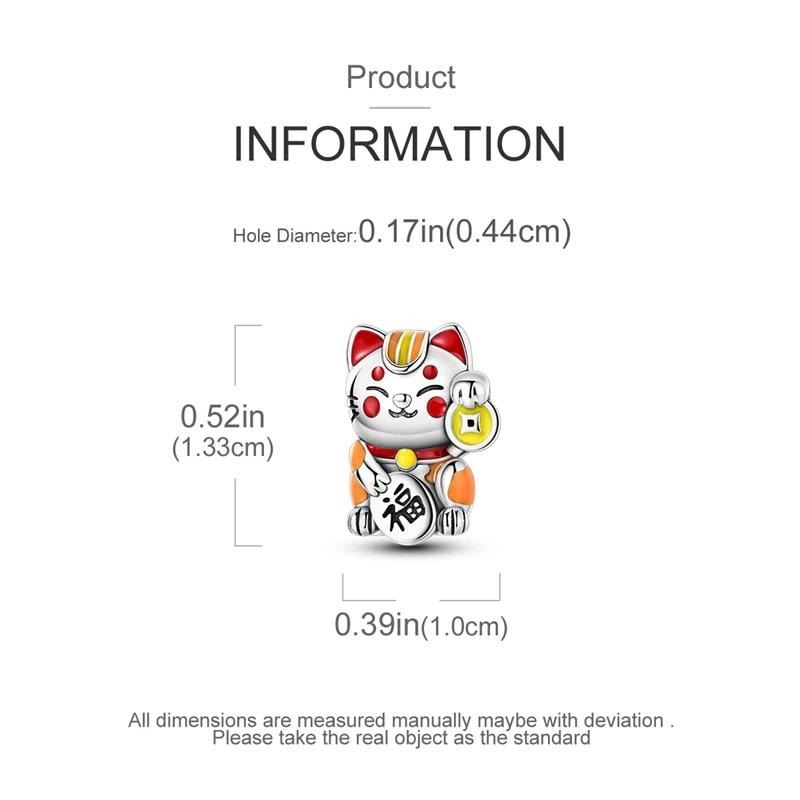 Original Charmscopper Cute Money-Attracting Cat Beads Fit Charms Platabracelets For Women Jewelry Making Fine Gifts