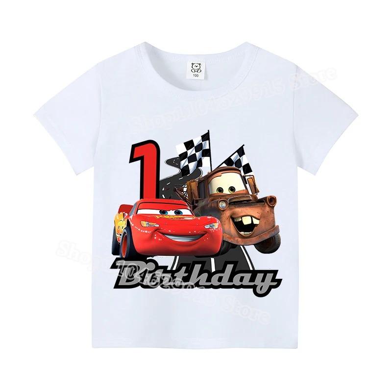 Summer Casual Cartoon Lightning McQueen Short Sleeve Tshirt Kawaii Anime Comfortable Fashion Clothes for Children Boys Girls