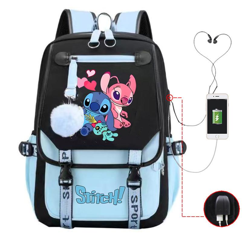 Cute Cartoon Printed Schoolbag Junior High School Student High School Student With Usb Multi-Function Student Schoolbag