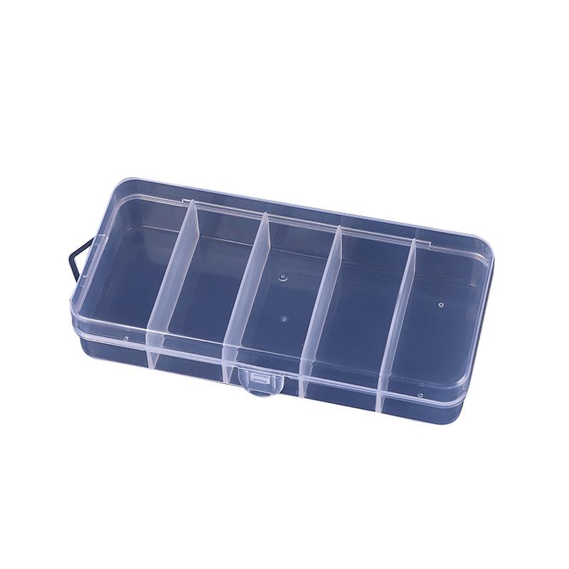 Transparent 5-Compartment Storage Box for Fishing Gear, Accessories, and Stationery