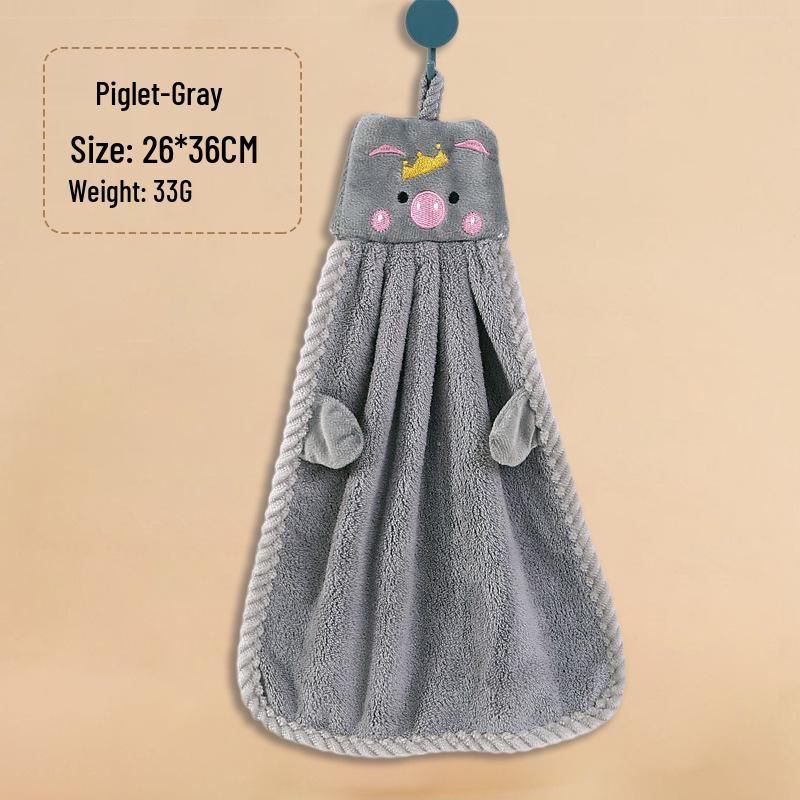 Coral Fleece Absorbent Cartoon Hand Towel - Cute, Hangable, Lint-Free