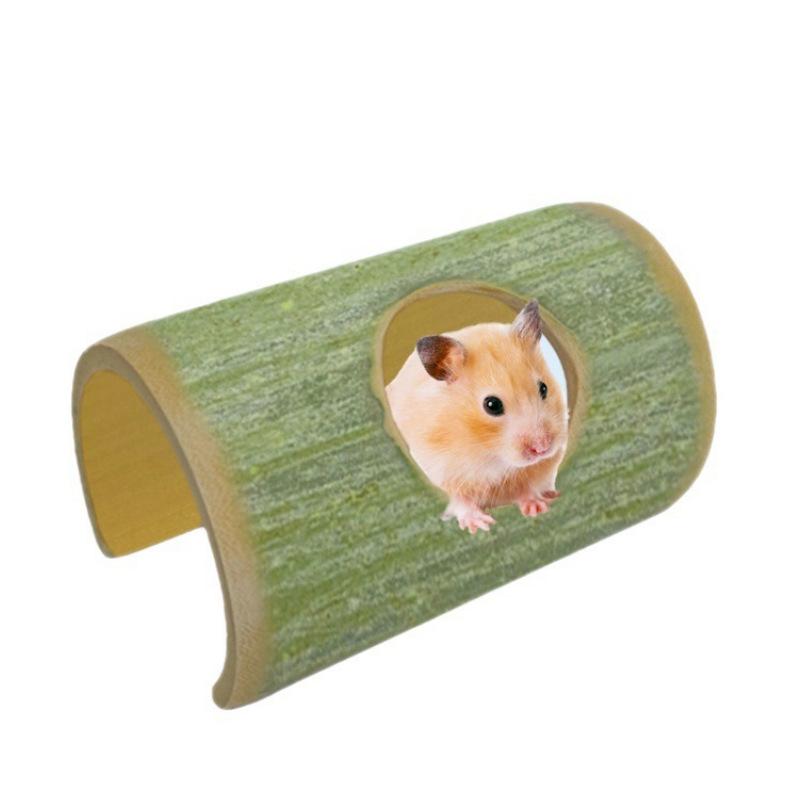 Hamster Bamboo Tunnel Teething Toy: Sweet Bamboo Tree Hole Hideout, Golden Nest, Ice House, and Cool Mat for Pets.