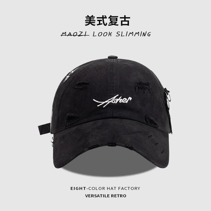 Big head circumference baseball cap women's spring summer hole visor showing face small deep top couple versatile cap