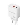 20W USB-C PD + USB-A QC Charger - NANO CABLE - White - Fast Charging - Universal - 2 Ports