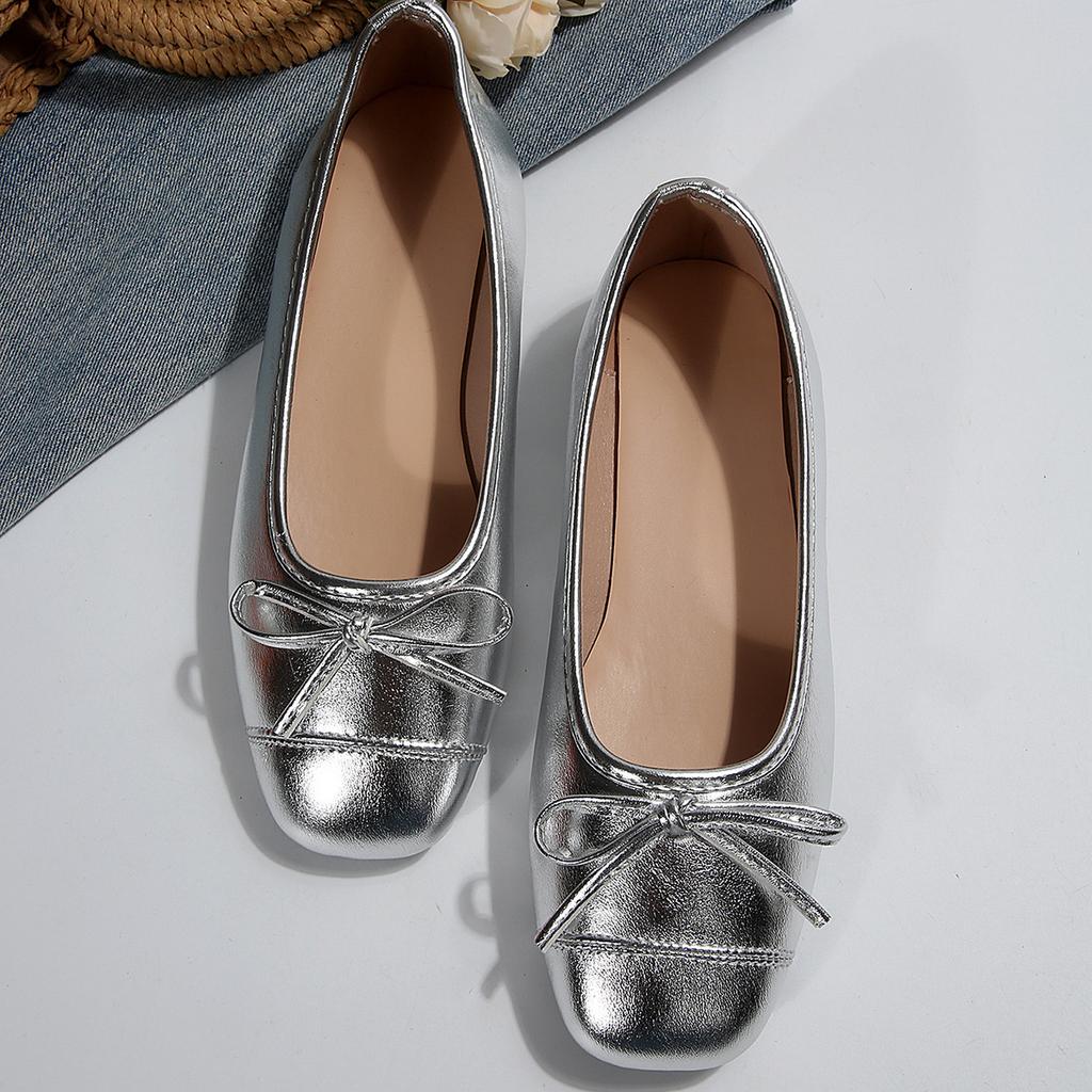 Women's Flats French Square Head Single Shoes Soft Ballet Flat Shoes Slip On Loafers Casual Leather Single Shoe Zapatos De Mujer