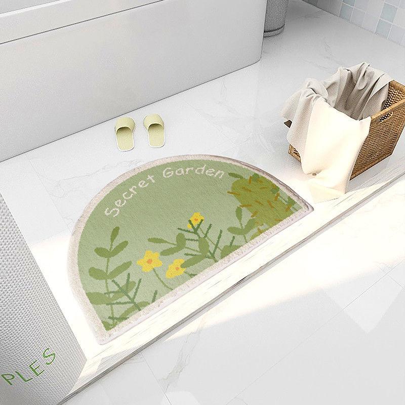 Ins Simple Semicircle Absorbent Bathroom Floor Mat Thickened Non-slip Carpet Toilet Washroom Toilet Door Mat