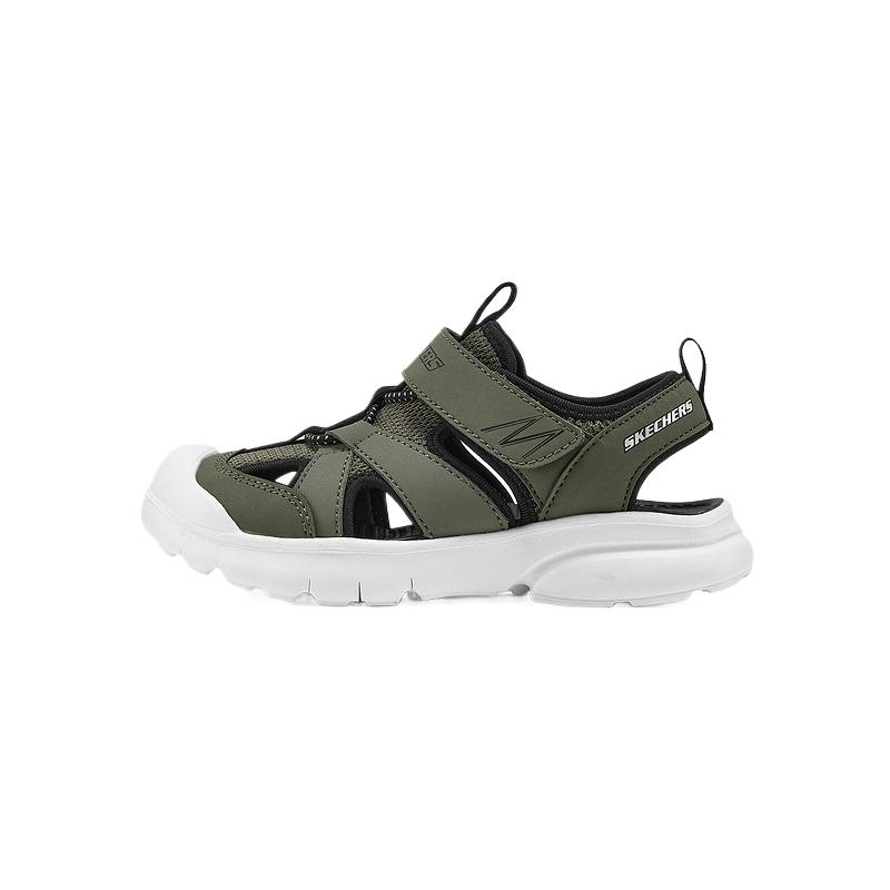 Skechers Kids Mesh Leather Comfortable Simple Versatile Non-Slip Wear-Resistant Rebound Low-Top Sandals Kids sandals Olive-Green 407043L-OLV 35