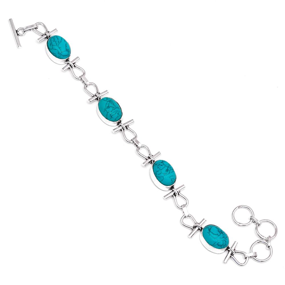 

Серебряный браслет с тибетским бирюзовым камнем Friends Jewelry 7-8