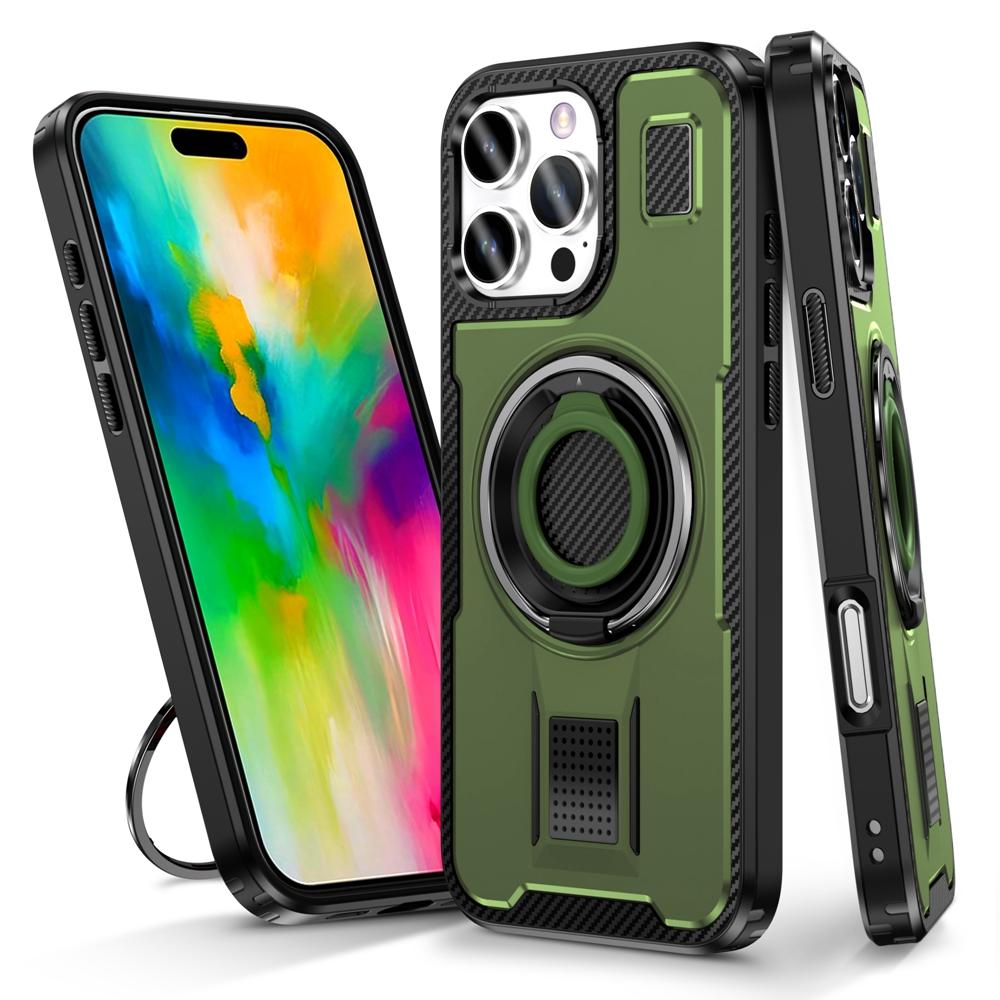 Pouzdro pro Apple iPhone 16 15 14 Plus 13 12 Pro Max s otočným kroužkem na prst a stojánkem, plastové TPU, nárazuvzdorné zadní kryty 2 v 1